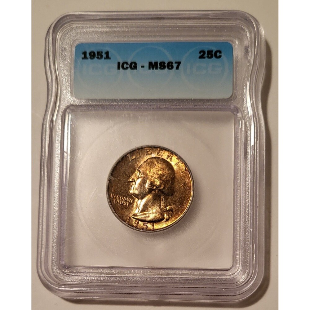 1951 Washington Quarter MS67 ICG Toned